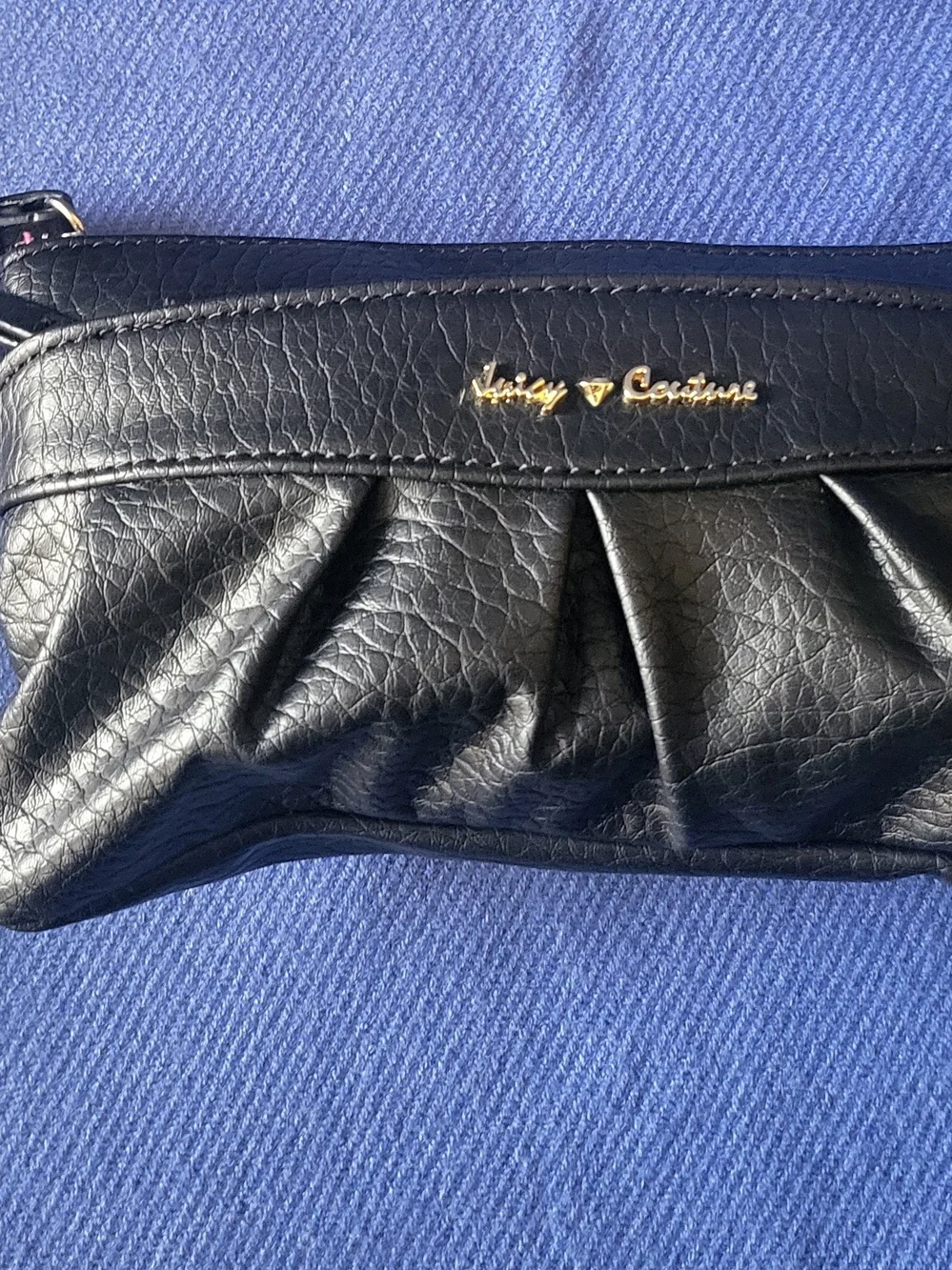 Juicy Couture Black Pleated Wristlet Clutch